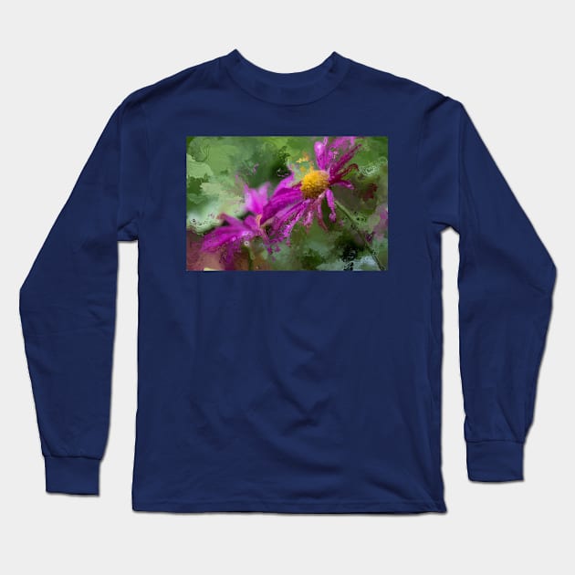 purple freeway daisies Long Sleeve T-Shirt by Taya Johnston